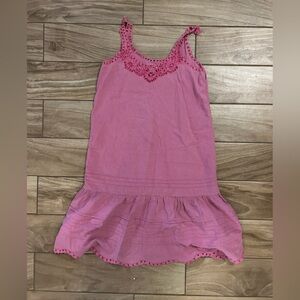 Vintage drop waist mauve linen dress